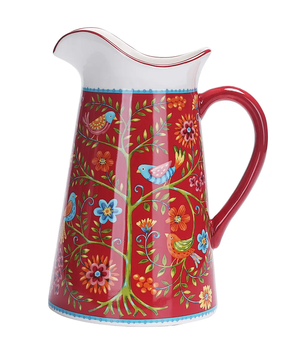 Bico Red Spring Bird Ceramic 2.5 Qt Pitcher | Elegant Decor & Functional Serveware - main product image