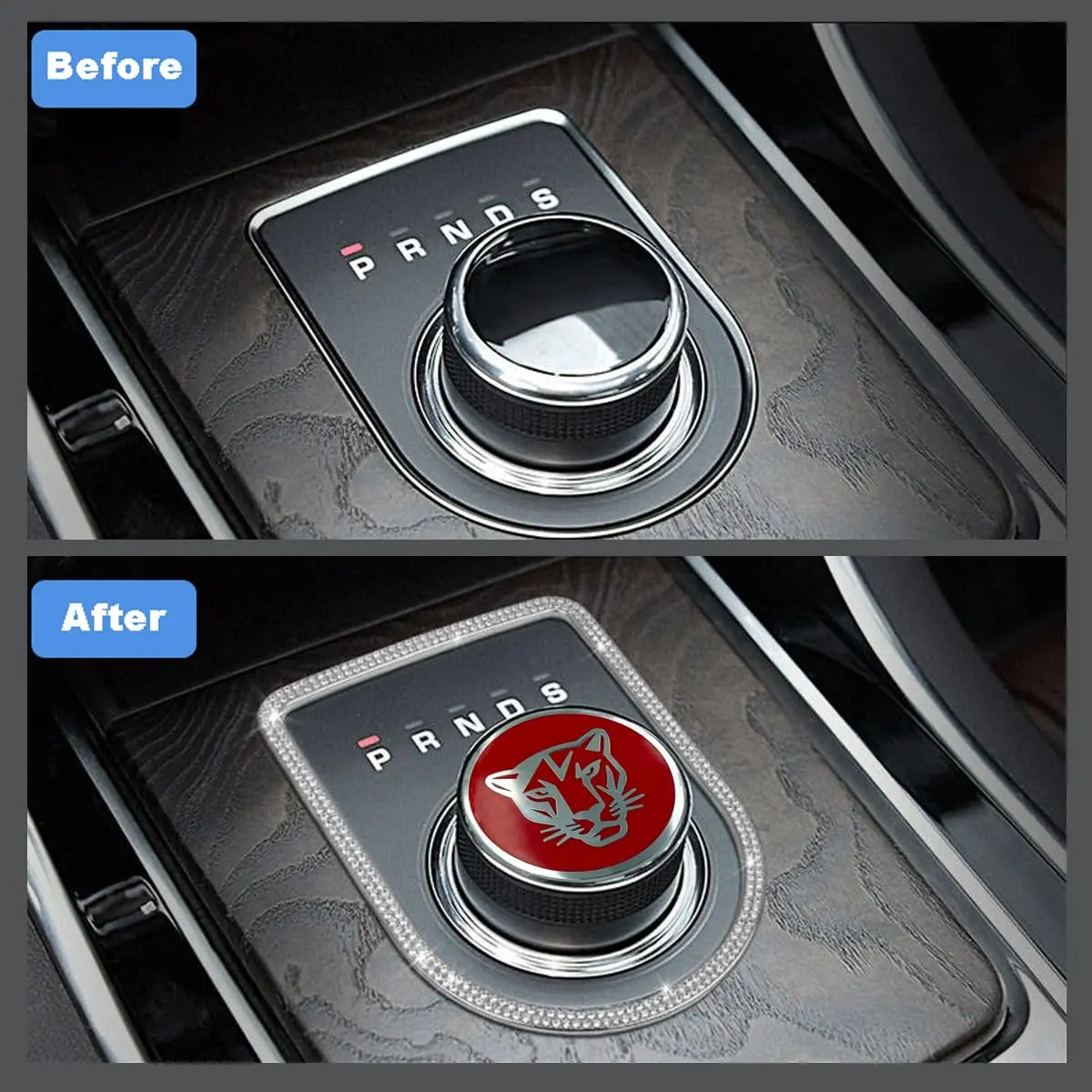 MAXDOOL Red Gear Shift Knob Cover Trim Sticker for Jaguar XF XE XJ F-Pace | Interior Car Decoration - view 4