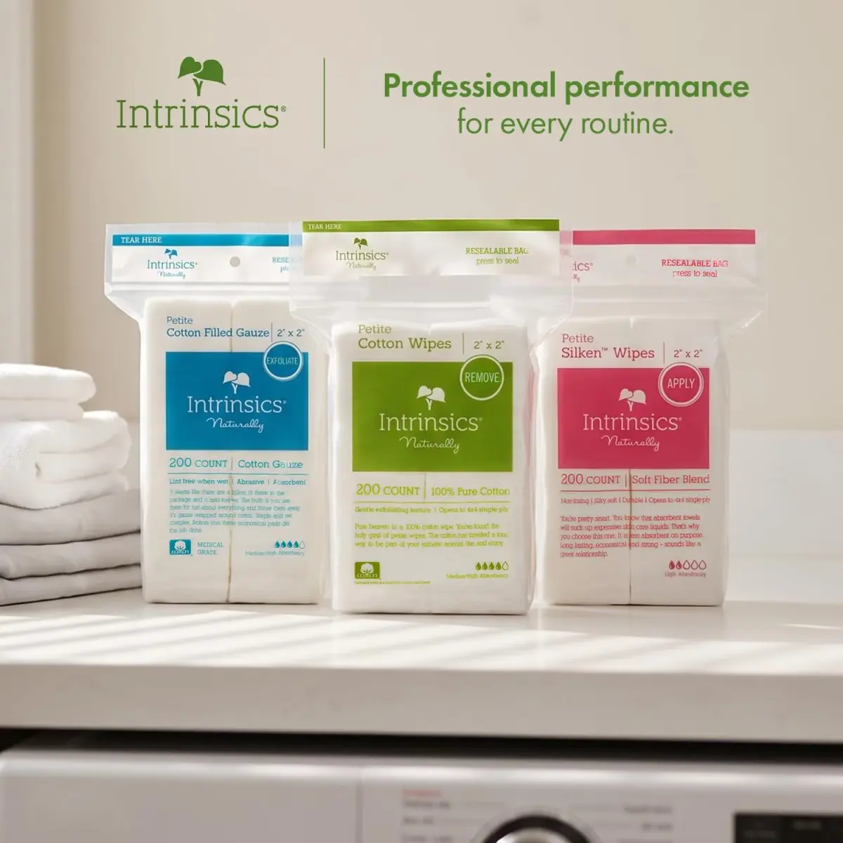 Intrinsics Petite Silken Esthetic Wipes 2x2 Inch (400 Count) | 4-Ply Lint-Free Facial Wipes for Toner & Makeup Removal - view 6