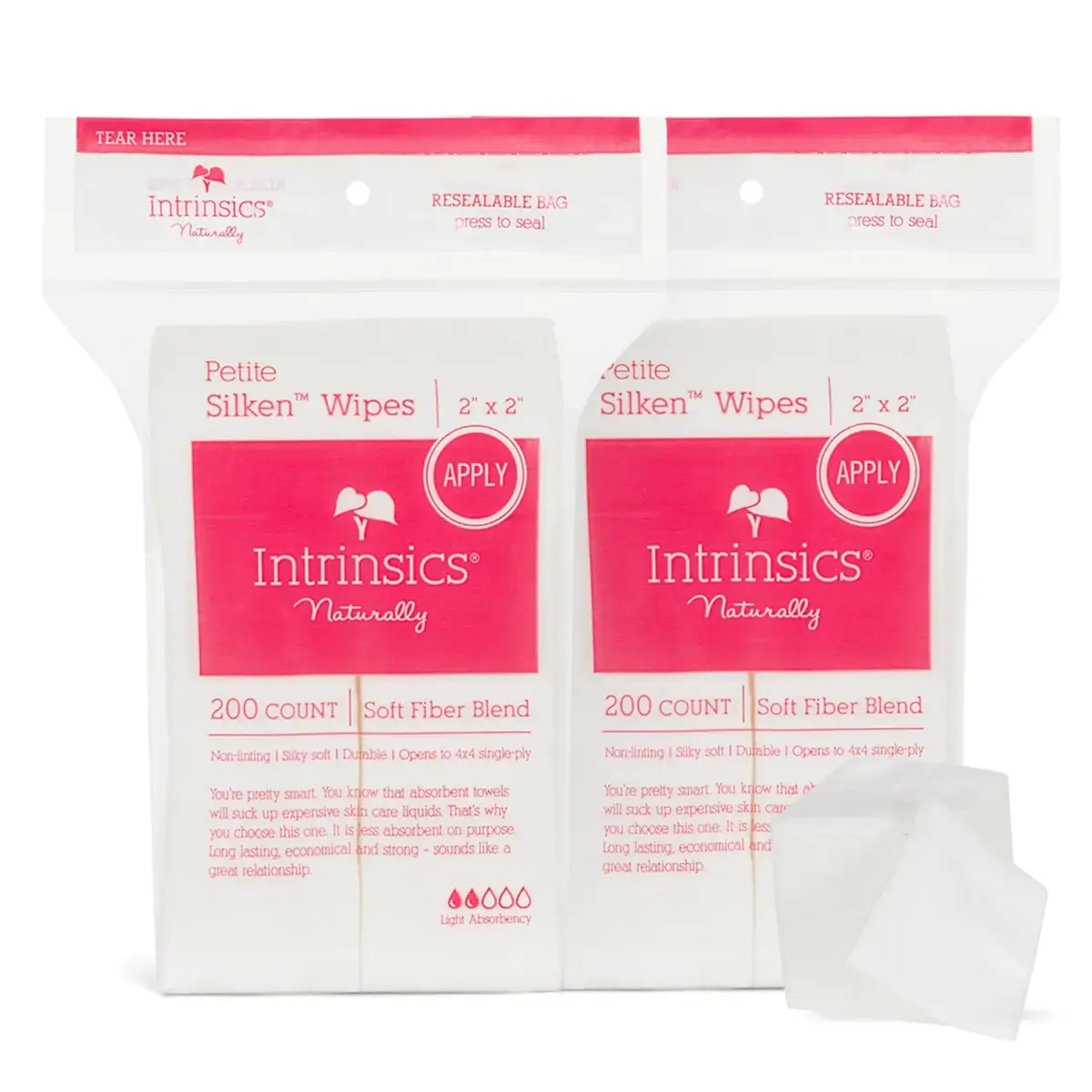 Intrinsics Petite Silken Esthetic Wipes 2x2 Inch (400 Count) | 4-Ply Lint-Free Facial Wipes for Toner & Makeup Removal - main product image
