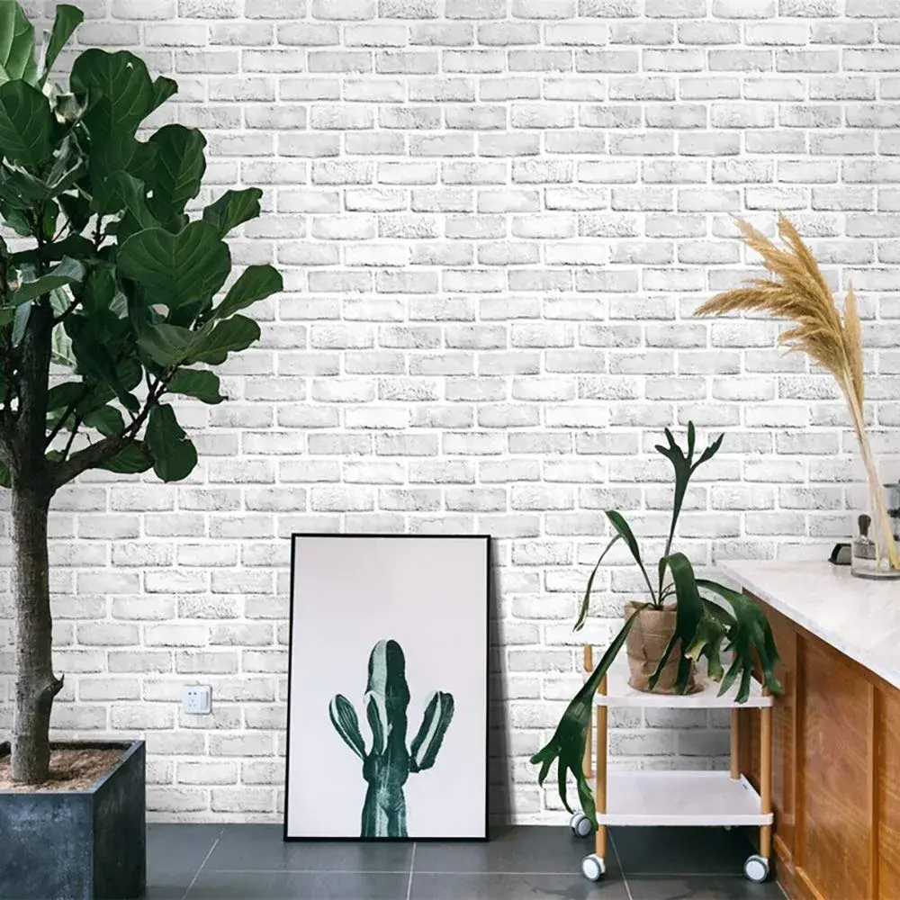 Cohoo Home White Brick Wallpaper Peel and Stick 998.2 cm x 45 cm | Realistic Faux Brick Design - main product image