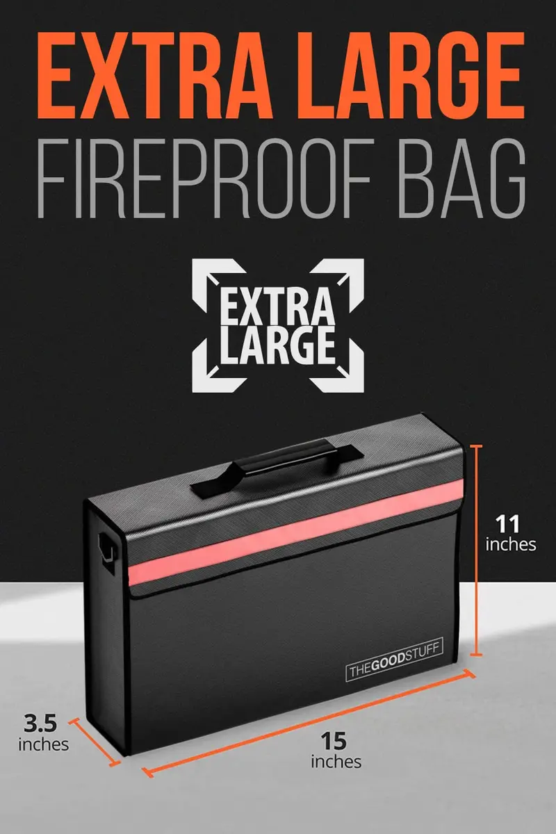 The Good Stuff Fireproof Document Bag Black 27.9cm x 12.7cm x 8.9cm | Protects Documents Up to 2000°F - view 5