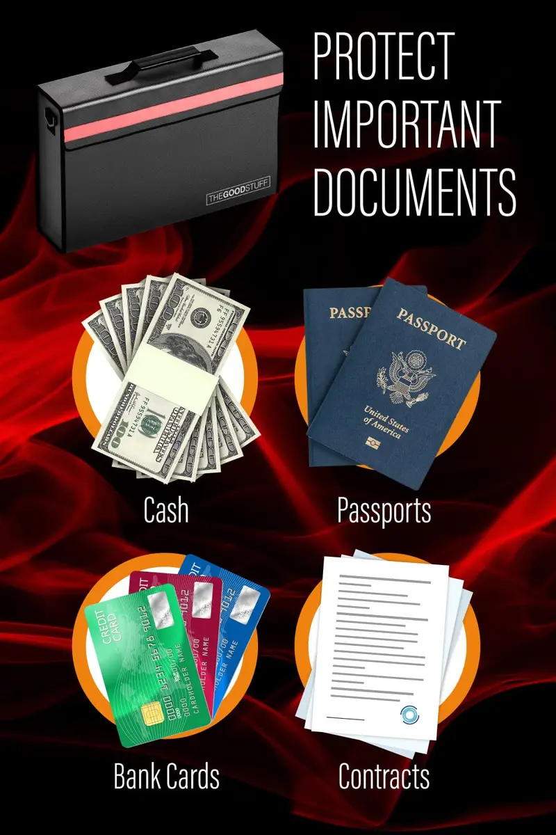 The Good Stuff Fireproof Document Bag Black 27.9cm x 12.7cm x 8.9cm | Protects Documents Up to 2000°F - view 6