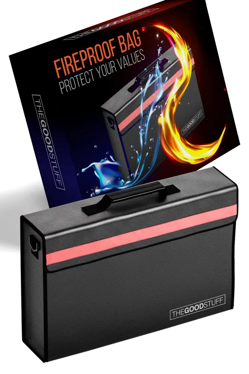 The Good Stuff Fireproof Document Bag Black 27.9cm x 12.7cm x 8.9cm | Protects Documents Up to 2000°F - main product image