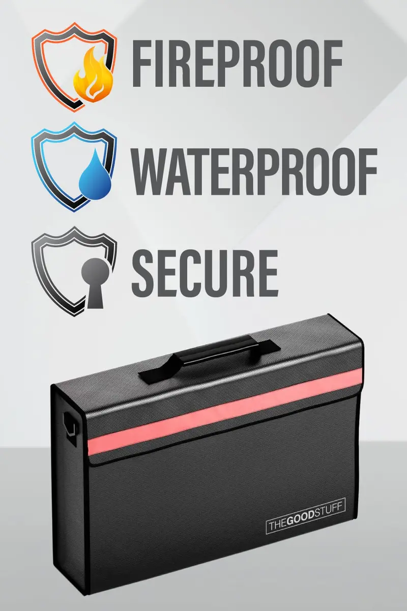 The Good Stuff Fireproof Document Bag Black 27.9cm x 12.7cm x 8.9cm | Protects Documents Up to 2000°F - view 2