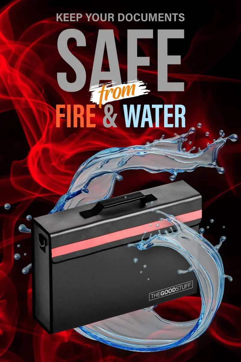 The Good Stuff Fireproof Document Bag Black 27.9cm x 12.7cm x 8.9cm | Protects Documents Up to 2000°F - view 3