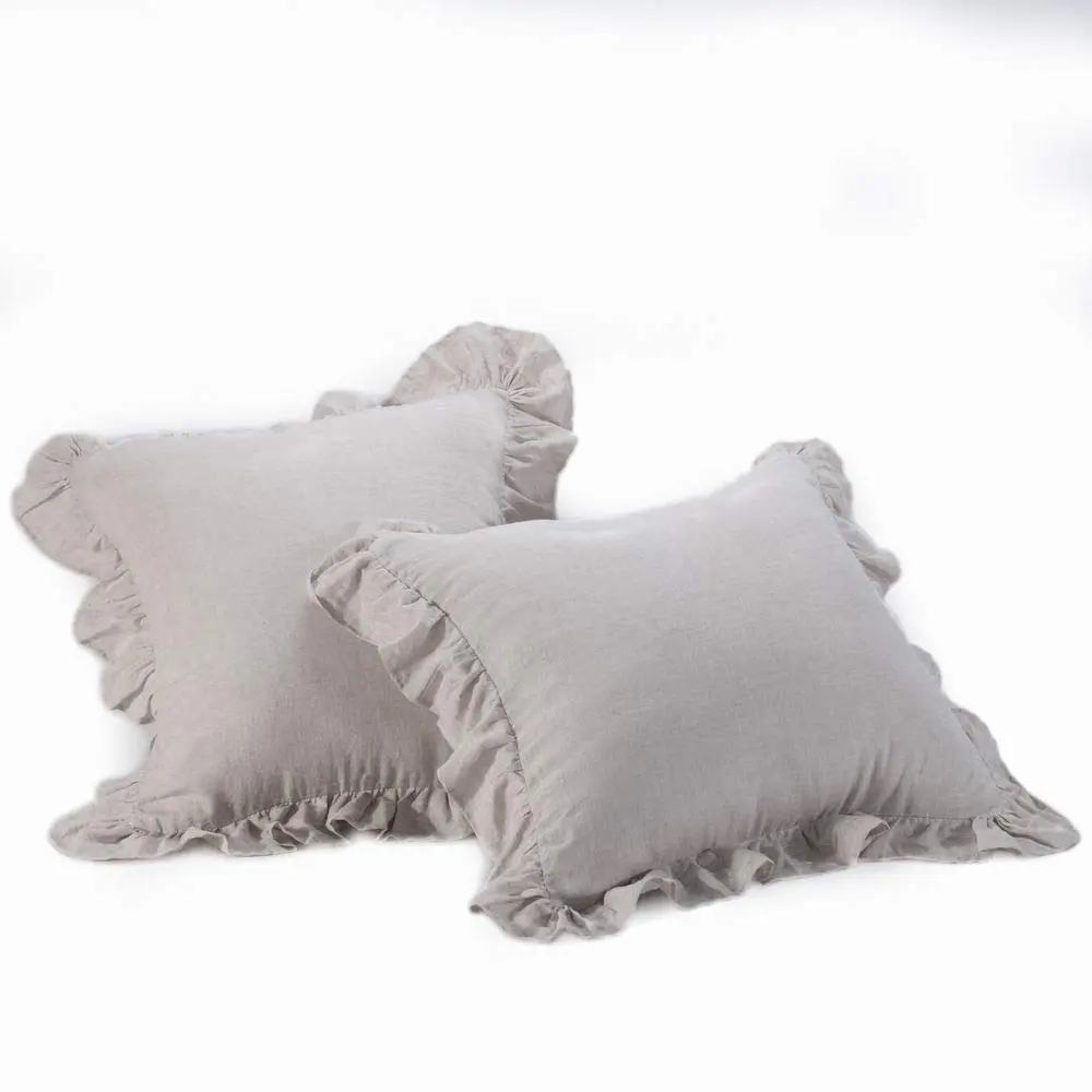 meadow park Stone Washed French Linen European Pillow Shams Set of 2, 51cm x 51cm (20"x20") Square Euro Sham | Breathable & Soft for Indian Climate - main product image