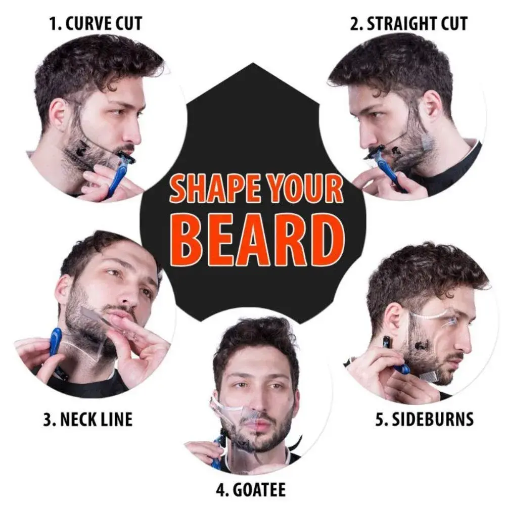 As always Men's Beard Shaping Tool With Inbuilt Comb Clear Plastic Template for Goatee Mustache Sideburns, Jaw Cheek/Neck Line, Symmetric/Curve/Step Cut (1-Piece) - view 5