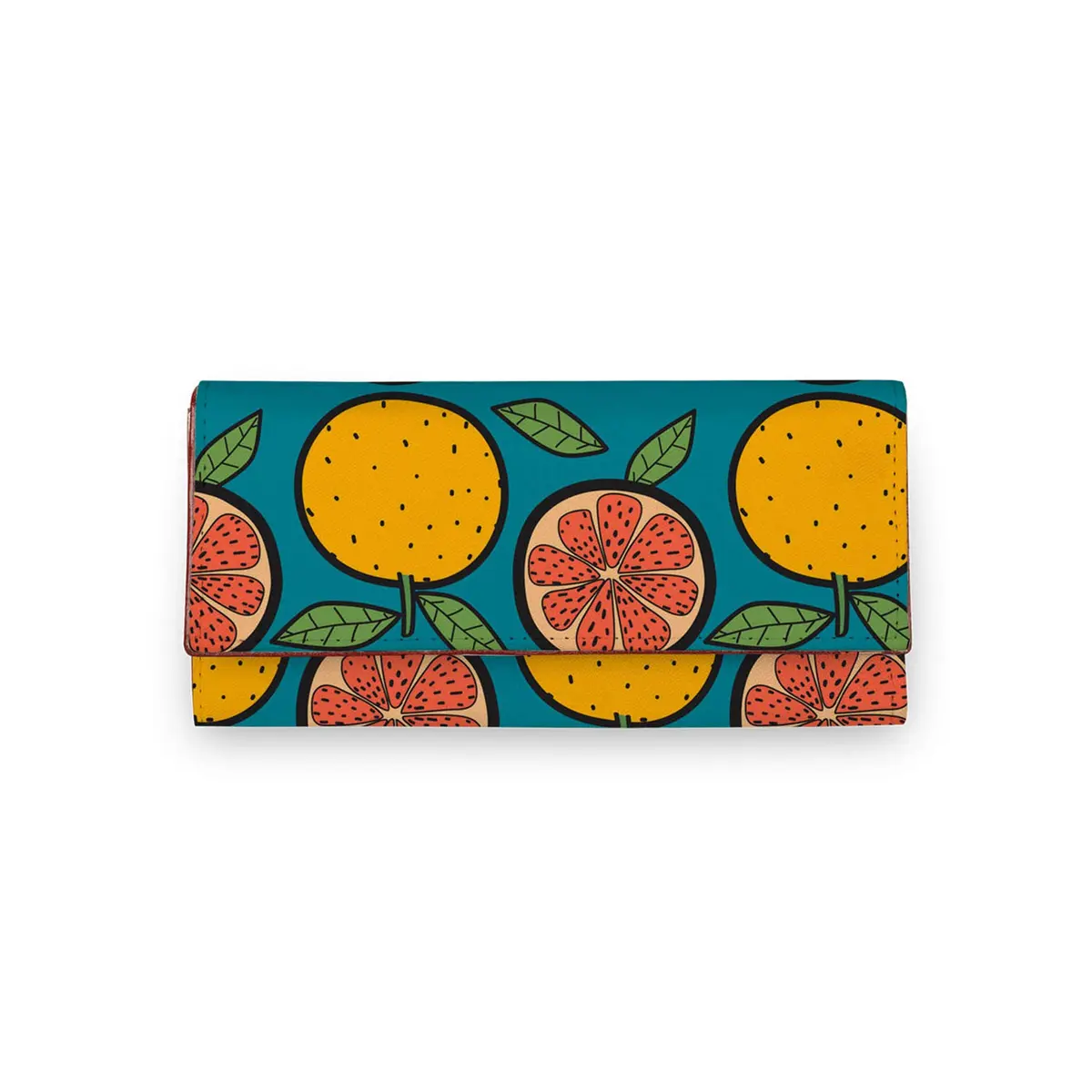 ShopMantra Orange Printed Vegan Leather Wallet | 20cm (7.87in) x 10cm (3.94in) x 1.5cm (0.59in) - main product image