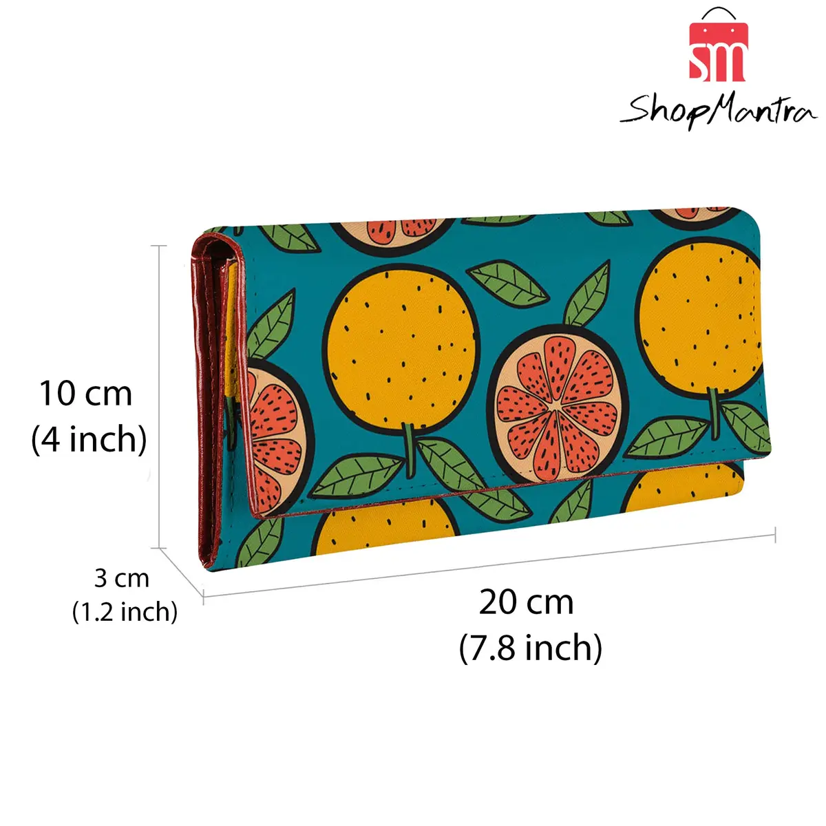 ShopMantra Orange Printed Vegan Leather Wallet | 20cm (7.87in) x 10cm (3.94in) x 1.5cm (0.59in) - view 3