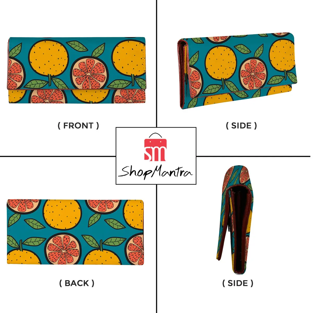ShopMantra Orange Printed Vegan Leather Wallet | 20cm (7.87in) x 10cm (3.94in) x 1.5cm (0.59in) - view 4