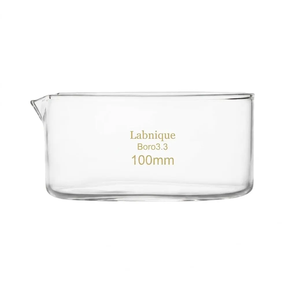 Labnique Borosilicate Glass Crystallizing Dish with Spout, 100mm, 300 ml | Heat & Cold Resistant for Lab & Education - main product image