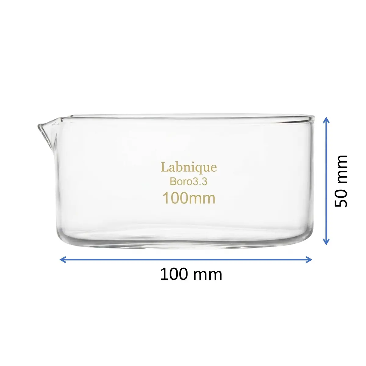 Labnique Borosilicate Glass Crystallizing Dish with Spout, 100mm, 300 ml | Heat & Cold Resistant for Lab & Education - view 2