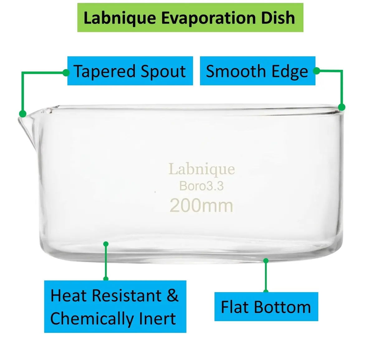 Labnique Borosilicate Glass Crystallizing Dish with Spout, 100mm, 300 ml | Heat & Cold Resistant for Lab & Education - view 3