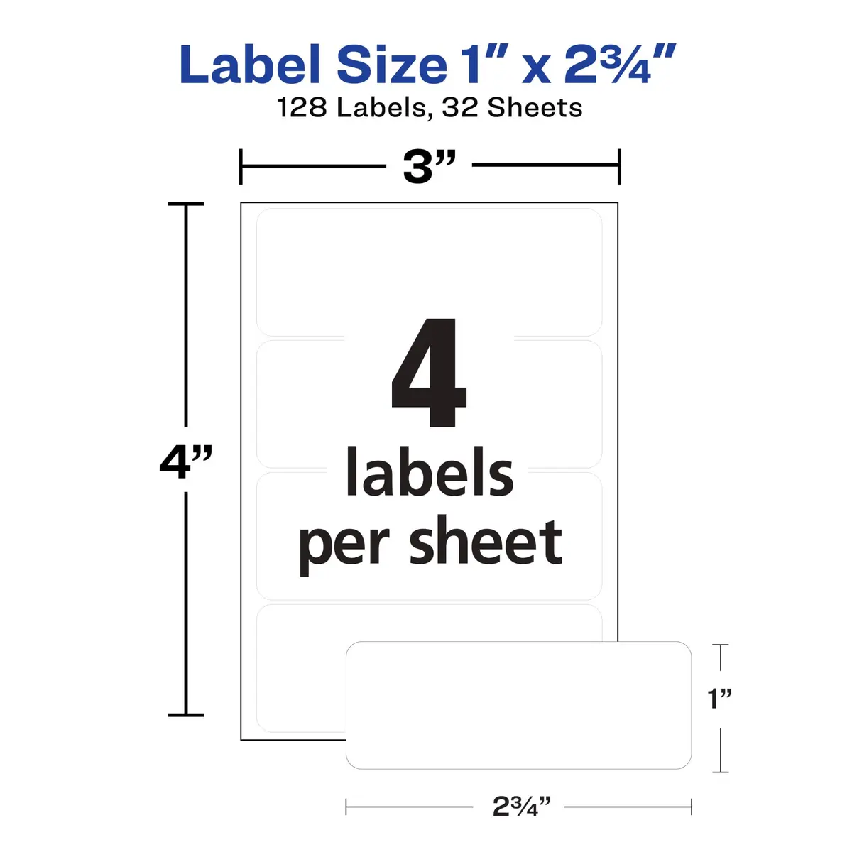 Avery Multi-Use Permanent Labels 1" x 2.75" White 4,608 Labels (36 Packs) | Bulk Pack for Organization - view 4