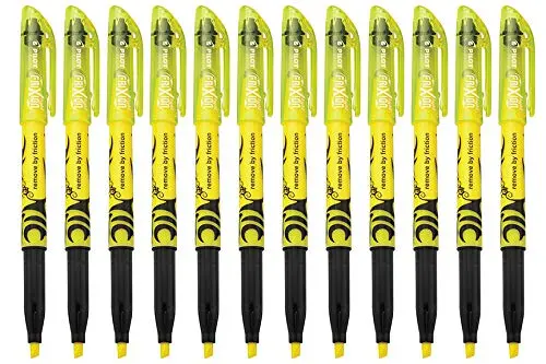 Pilot FriXion Light Erasable Highlighters Chisel Tip Yellow Ink 12 Count | Versatile Study & Organization Tool - main product image