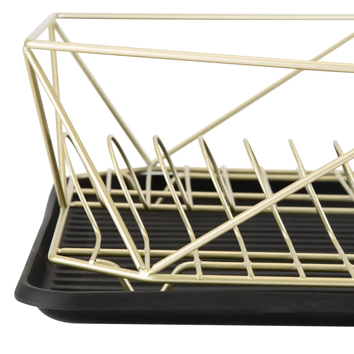 Kitchen Details Geode Deluxe Dish Drying Rack with Drain Board | Satin Gold | Rust Resistant - view 8