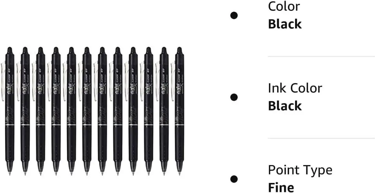 Pilot FriXion Ball Clicker Retractable Erasable Gel Pen, Fine Point, 0.7mm, Black Ink, 12 Count | Precise & Reusable - view 3