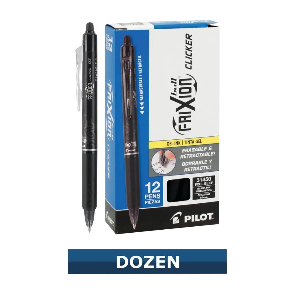 Pilot FriXion Ball Clicker Retractable Erasable Gel Pen, Fine Point, 0.7mm, Black Ink, 12 Count | Precise & Reusable - view 4
