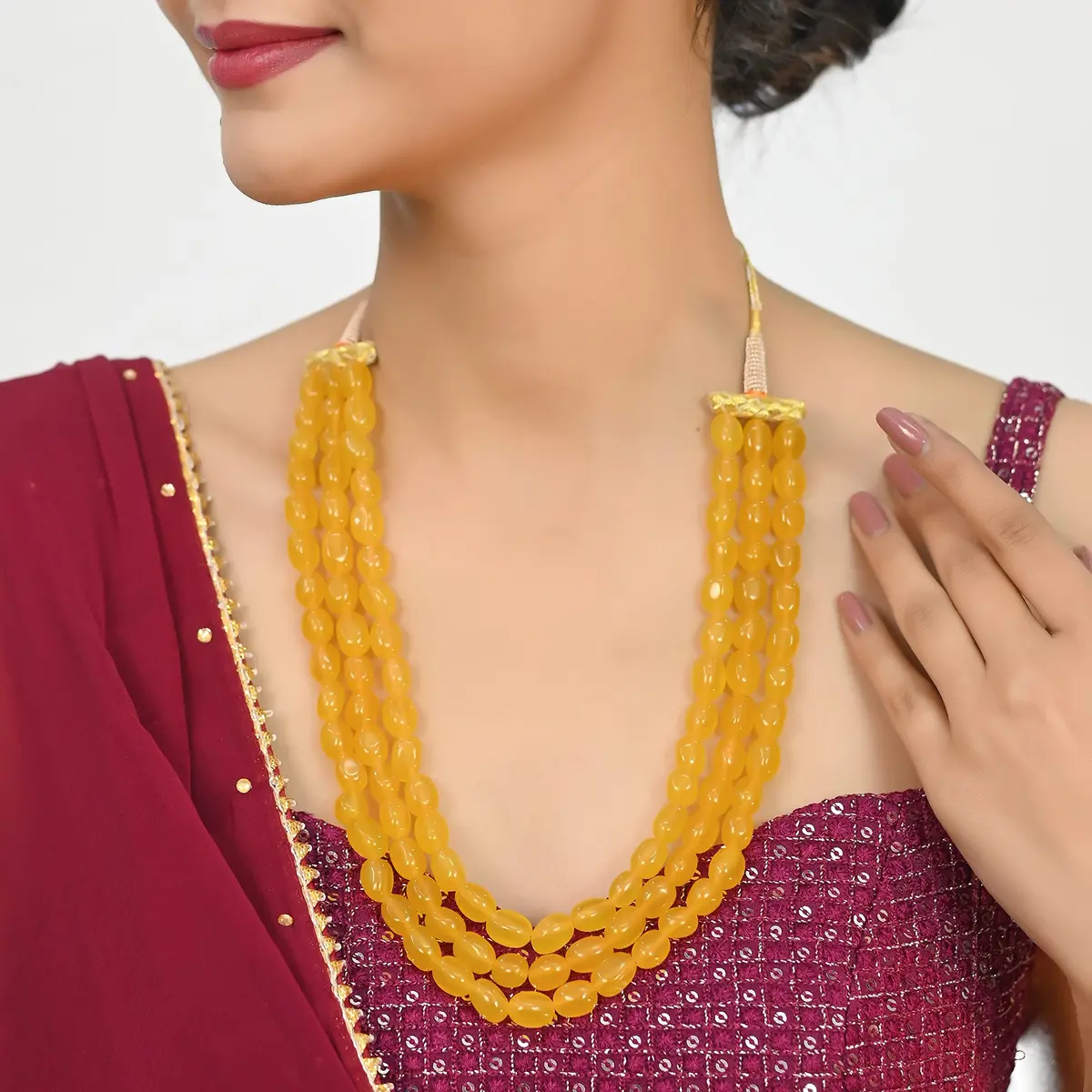 Ratnavali Jewels Quartz Multi Layer Strand Mala Beads Necklace 45cm | Elegant Traditional Jewelry for Women - view 6