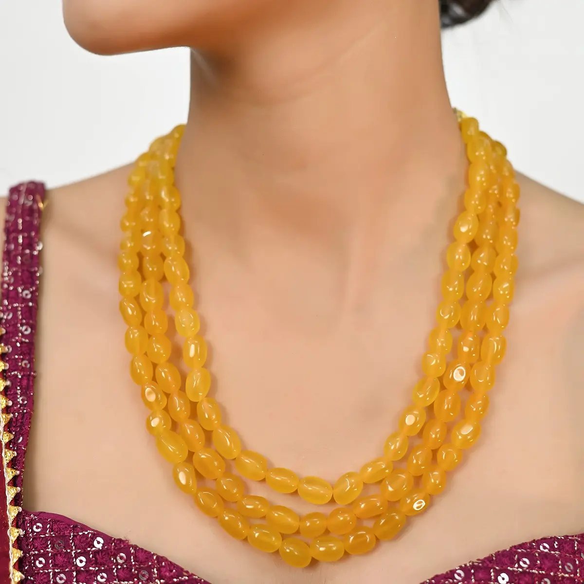 Ratnavali Jewels Quartz Multi Layer Strand Mala Beads Necklace 45cm | Elegant Traditional Jewelry for Women - view 7