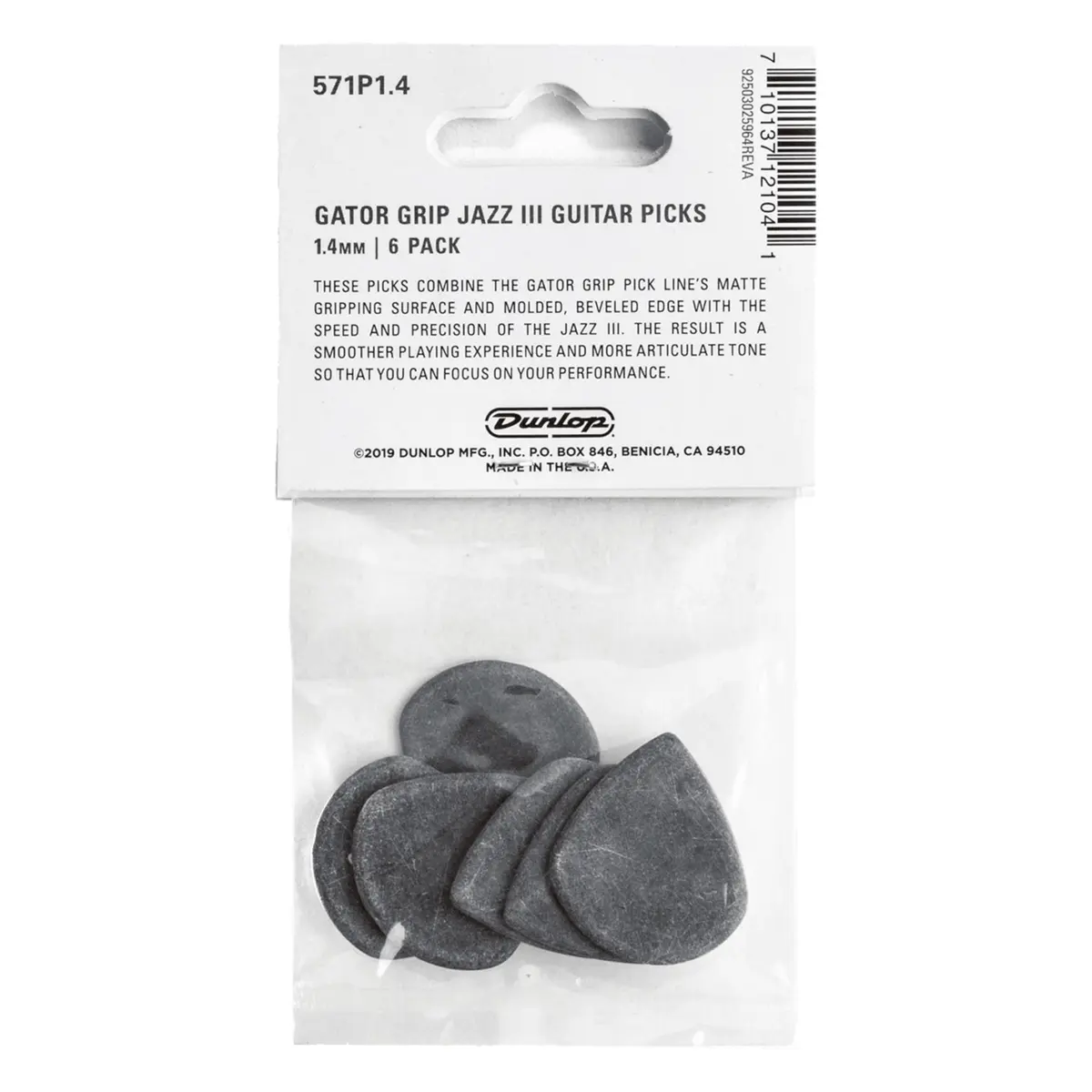 Jim Dunlop Gator Grip Jazz III Pick 1.4MM | Matte, Nonslip, Precise Tone for Guitarists in India - view 2