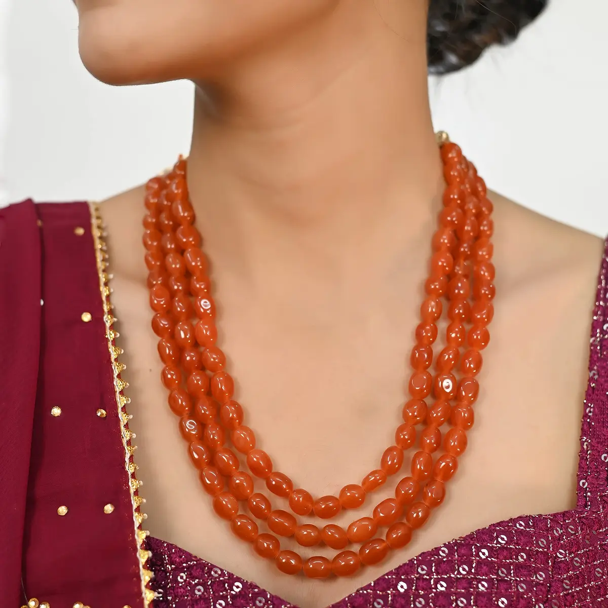 Ratnavali Jewels Quartz Multi Layer Strand Mala Beads Necklace 18inch | Traditional & Trendy Ethnic Jewelry - view 7