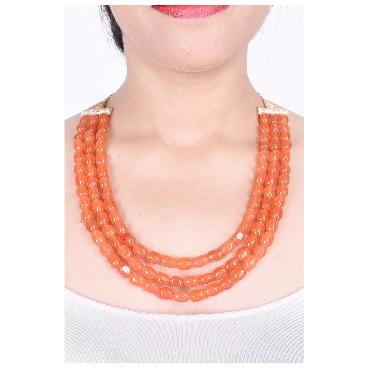 Ratnavali Jewels Quartz Multi Layer Strand Mala Beads Necklace 18inch | Traditional & Trendy Ethnic Jewelry - view 3