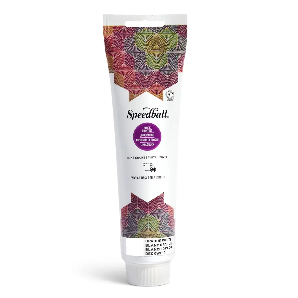 Speedball Fabric Block Printing Ink, Opaque White, 148ml (5 fl oz) | Vibrant Color for Fabric & Paper - main product image