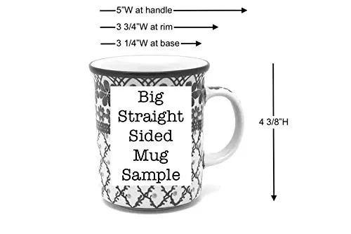 Polish Pottery Gallery Blue Drinking Cup 15 oz | Handmade Polish Stoneware Mug with Large Handle - view 3