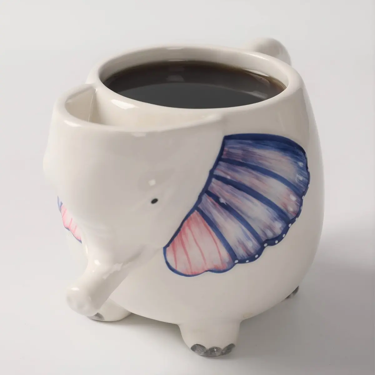 PULCHRITUDIE Elephant 17oz Ceramic Coffee Tea Mug, Hand Painted | Large 17oz Capacity, Safe & Hand Painted - main product image