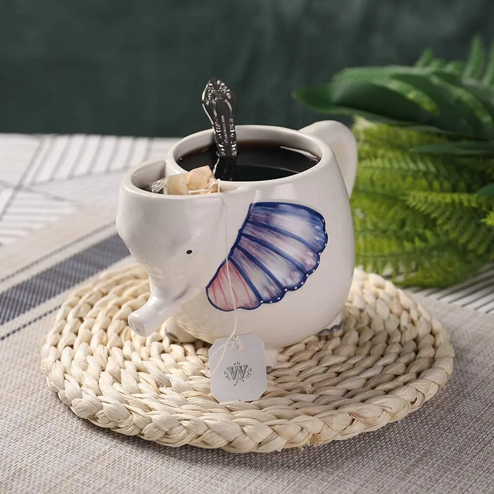 PULCHRITUDIE Elephant 17oz Ceramic Coffee Tea Mug, Hand Painted | Large 17oz Capacity, Safe & Hand Painted - view 4