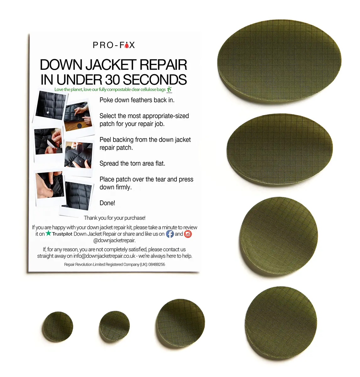 DJR Self-Adhesive Waterproof Repair Patch Kit | Nylon Ripstop, Multiple Sizes & Colors - view 2