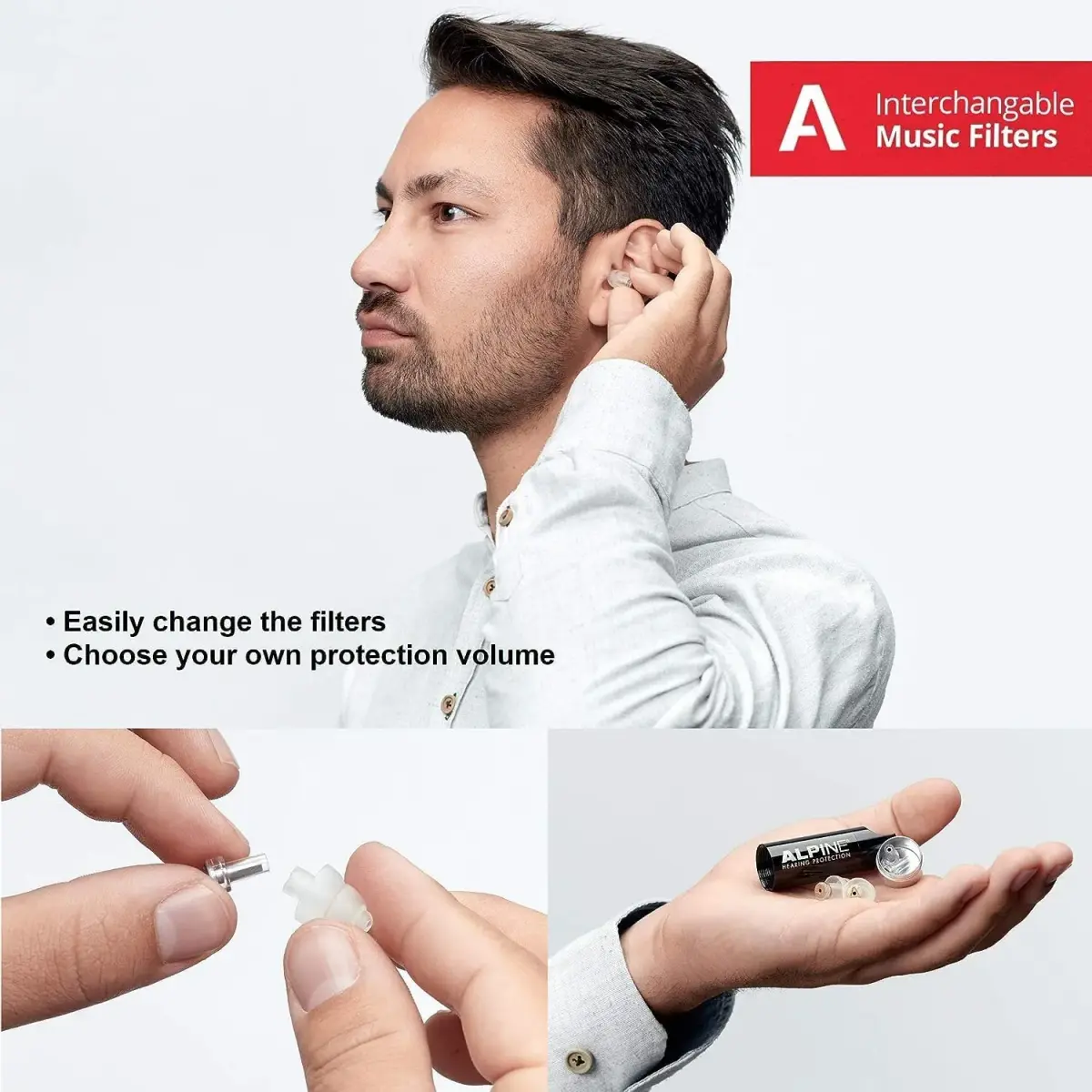 Alpine MusicSafe High Fidelity Earplugs for Musicians 19 & 22 dB Filters | Professional Hearing Protection - view 5