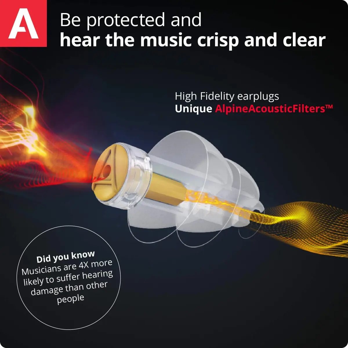 Alpine MusicSafe High Fidelity Earplugs for Musicians 19 & 22 dB Filters | Professional Hearing Protection - view 3
