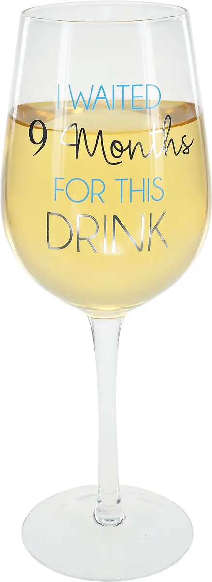 Pavilion Gift Company Blue Stemmed Wine Glass 473ml (16 Oz) | Funny New Mom Gift - main product image