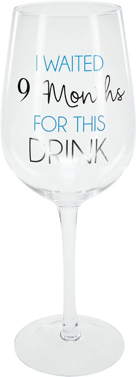 Pavilion Gift Company Blue Stemmed Wine Glass 473ml (16 Oz) | Funny New Mom Gift - view 2