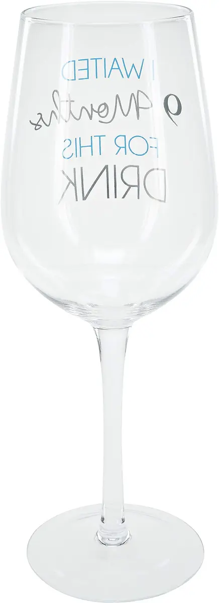 Pavilion Gift Company Blue Stemmed Wine Glass 473ml (16 Oz) | Funny New Mom Gift - view 3