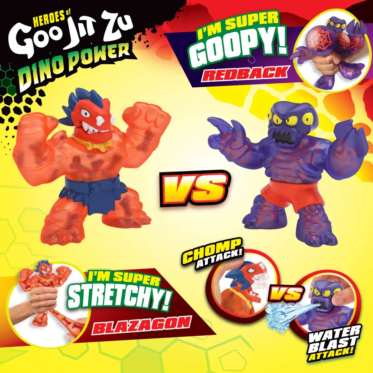 Heroes of Goo Jit Zu Dino Power Volcanic Rumble Versus Pack - Blazagon vs. Redback Action Figures (2-Pack) | ASTM-Tested Toy - view 5