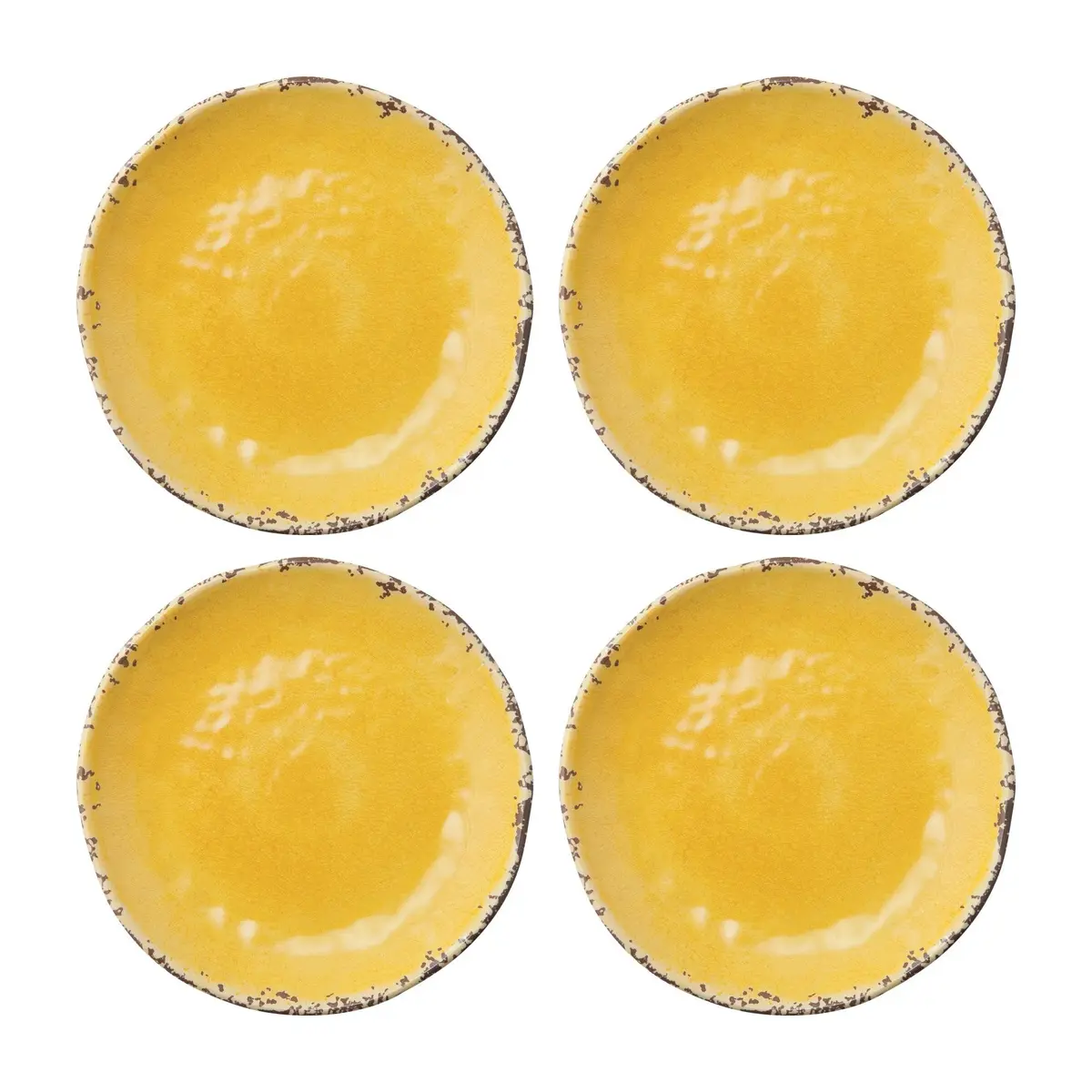 Supreme Housewares 4-Piece 6 Inch Melamine Dessert Plates Crackle Yellow | Elegant & Durable Serving Plates - main product image