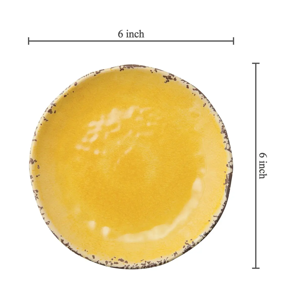 Supreme Housewares 4-Piece 6 Inch Melamine Dessert Plates Crackle Yellow | Elegant & Durable Serving Plates - view 4