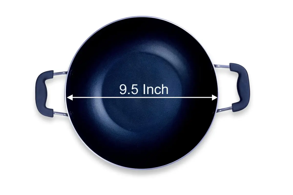 DBY Deep Kadai 2.2 LTR Aluminium Non Stick Frying Pan with Glass Lid | Induction & Gas Compatible - view 6