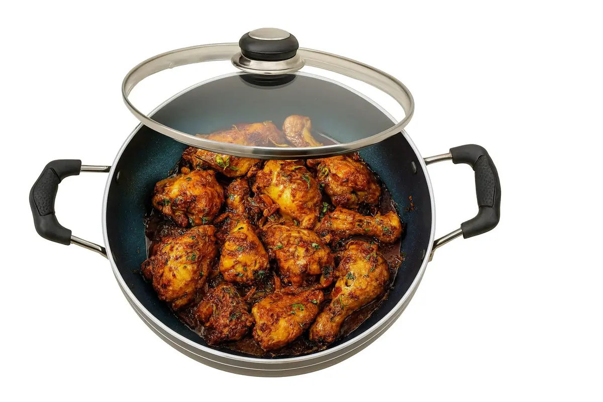 DBY Deep Kadai 2.2 LTR Aluminium Non Stick Frying Pan with Glass Lid | Induction & Gas Compatible - view 9