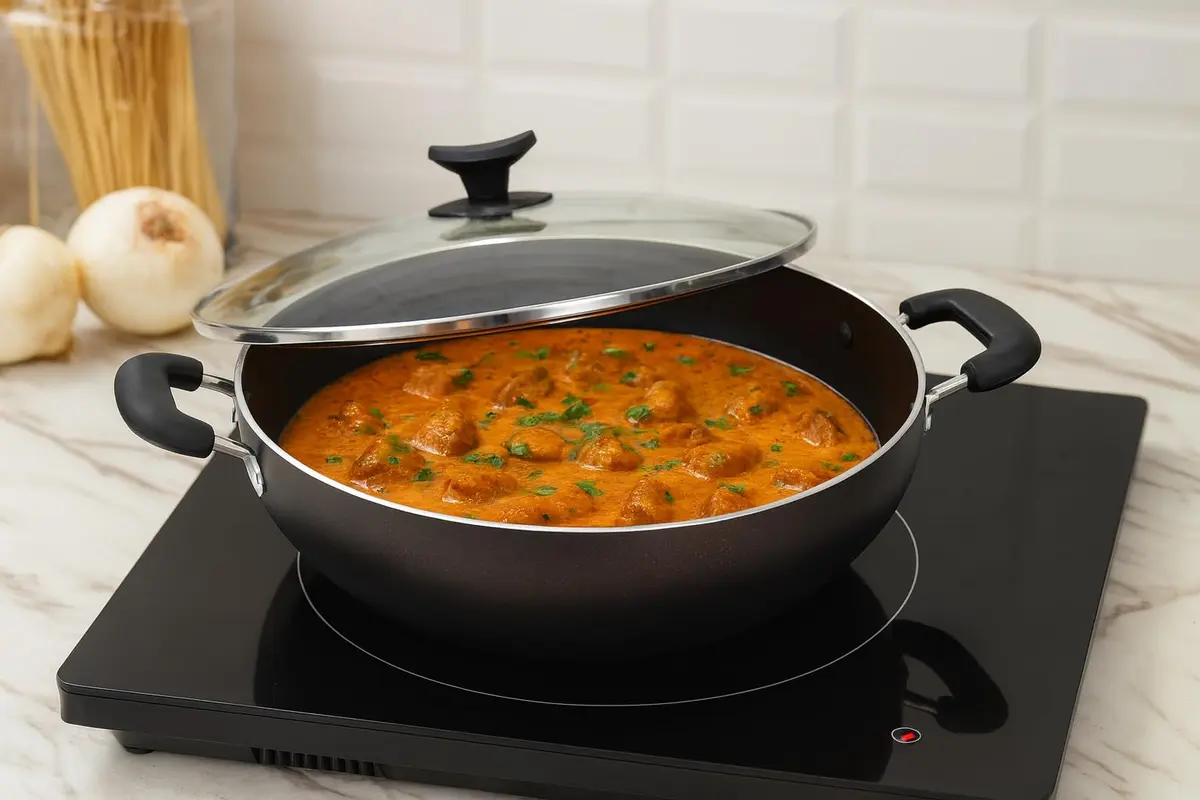 DBY Deep Kadai 2.2 LTR Aluminium Non Stick Frying Pan with Glass Lid | Induction & Gas Compatible - view 4