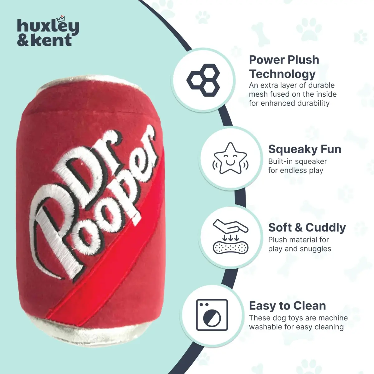 Huxley & Kent Power Plush Squeaky Dog Toy, Dr Pooper, Large | Soft, Durable, and Engaging for Dogs - view 4
