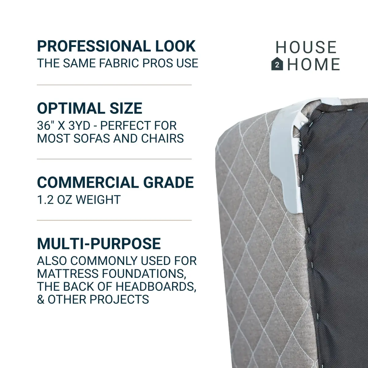 House2Home Black Upholstery Fabric Dust Cover 36 Inch | Commercial Quality Polypropylene - view 3