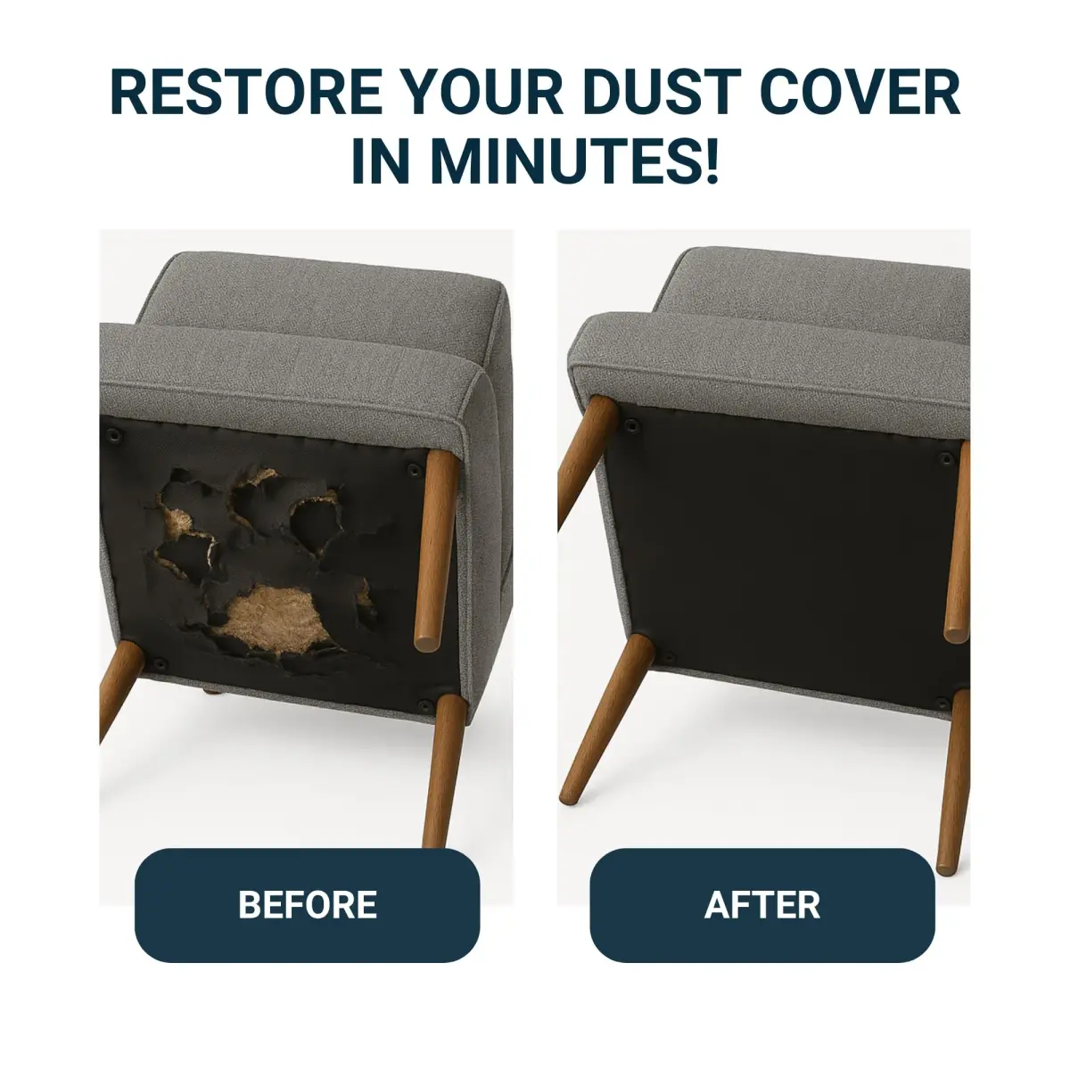 House2Home Black Upholstery Fabric Dust Cover 36 Inch | Commercial Quality Polypropylene - view 4
