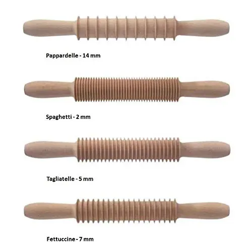 Tredoni Wooden Fettuccine Pasta Cutter Rolling Pin (Fettuccine - 7mm) | Professional Italian Pasta Tool for Home & Kitchen - view 3
