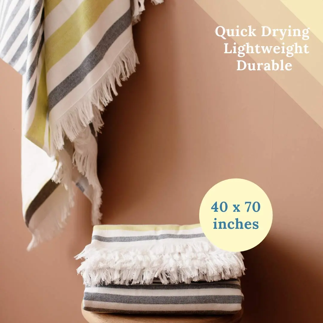 Luzia Striped Peshtemal Multi-Use Towel 102cm x 178cm (40 x 70 inches) | Premium Turkish Cotton, Quick Drying - view 5