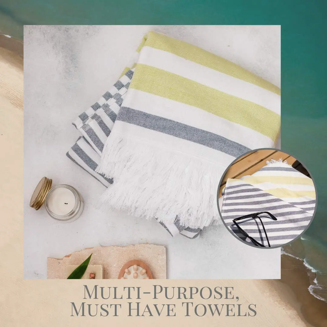 Luzia Striped Peshtemal Multi-Use Towel 102cm x 178cm (40 x 70 inches) | Premium Turkish Cotton, Quick Drying - view 6